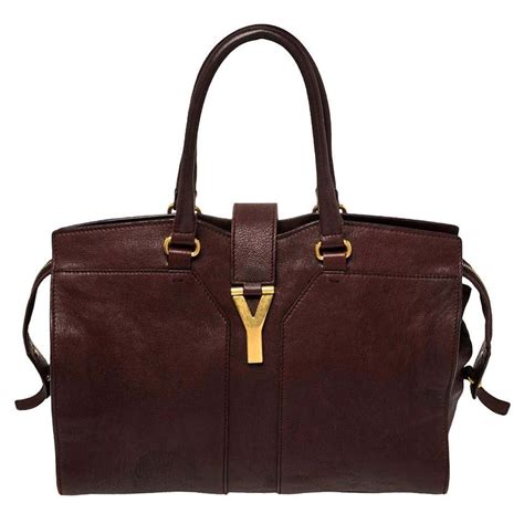 Yves Saint Laurent Burgundy Leather Medium Cabas Y